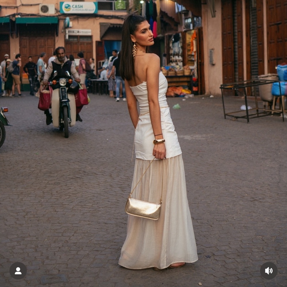 ZARA COMBINATION STRAPLESS MIDI DRESS - Picture 11 of 17